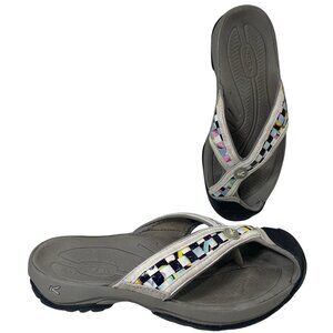 Keen Waimea H2 Sandals Womens 6.5 Gray Blue Slip On Closed Toe Thong Flip Flop